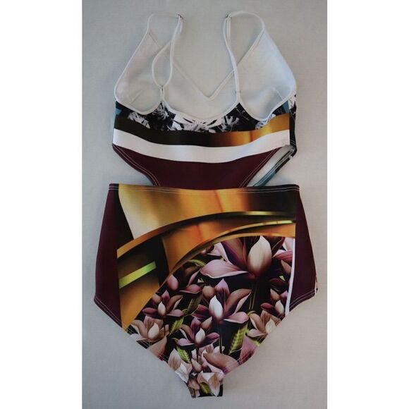 Clover Canyon Women's Sz S Multicolor Floral Side Cutout 1-Pc Bathing Suit $250 - Picture 4 of 5